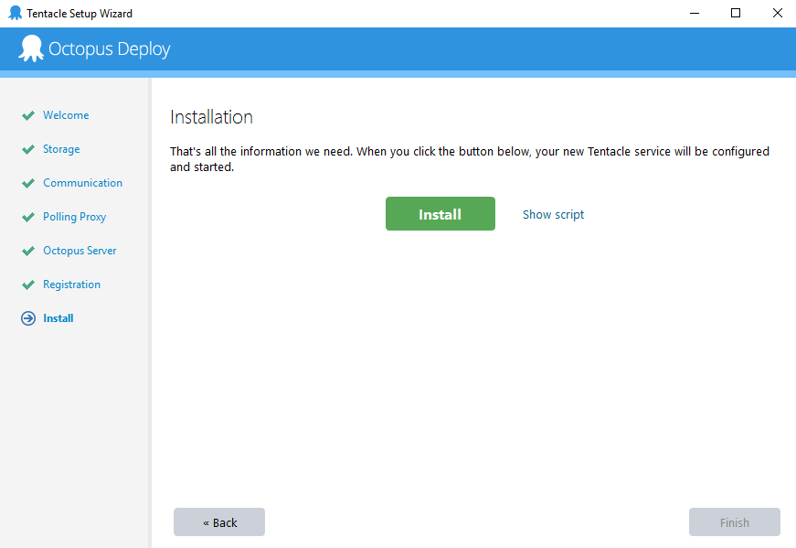 Octopus Deploy Setup Wizard Installation Screen without Script